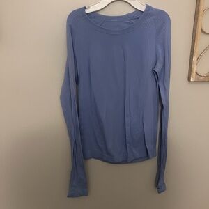 Old Navy Fitted Blue Long Sleeve T-Shirt